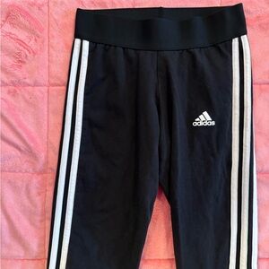 Adidas Black Leggings with White Stripe